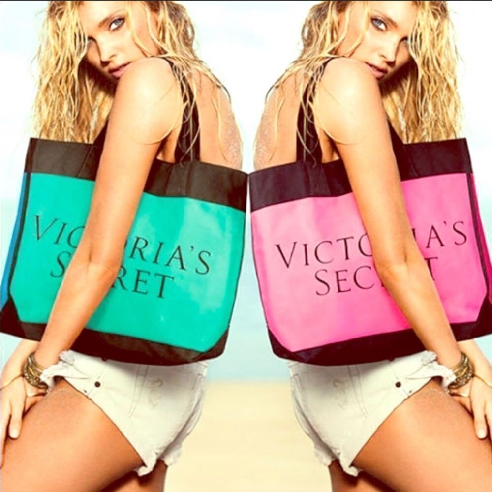 👜 Victoria’s Secret Color Block Tote - Pink and Red - 21” x 6” x 15”